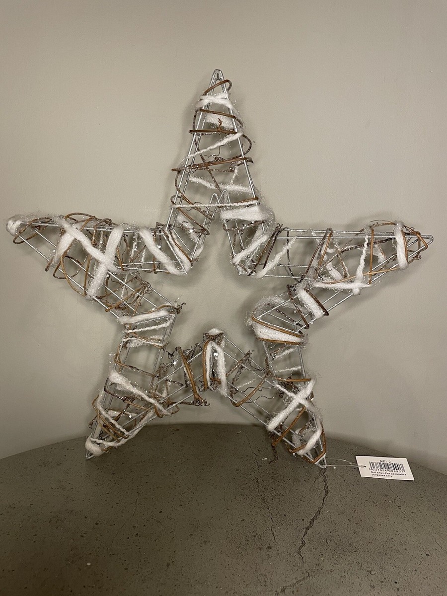 Metal And Glitter Wool Free Standing Star 40cm UK