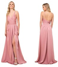 NWT Nox Anabel - 8347 V-Neck Long Evening Gown with high side slit,S (4-6)