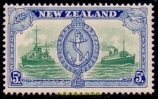 EBS New Zealand 1946 - Peace - Navy Badge - Tank & Plough - SG 673 - MNH** (AA4