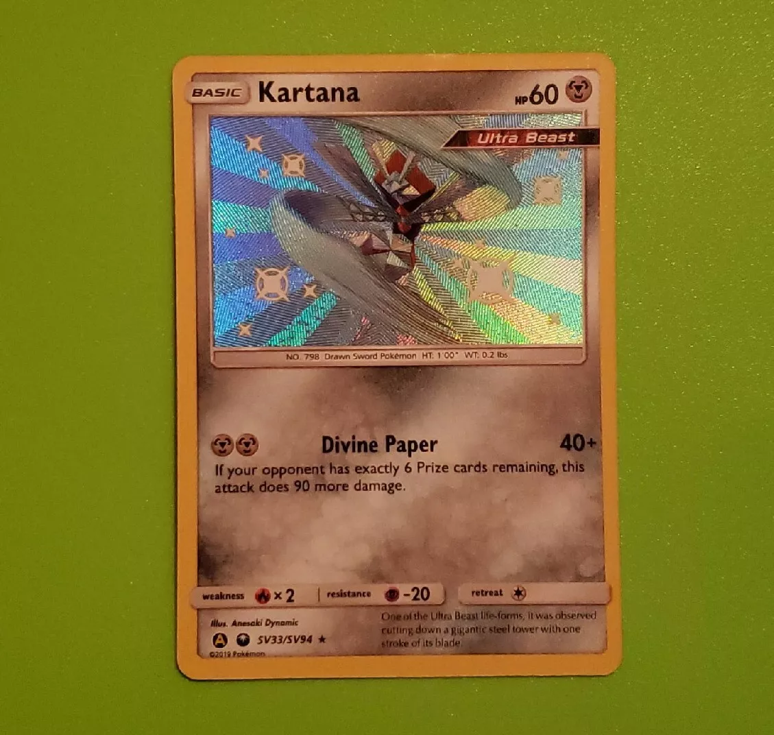 Kartana SV33/SV94 Shiny Rare Sun & Moon Hidden Fates Pokemon Card Near