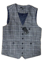 79.50 Murano Plaid Vest Polyester-Viscose DK Gray size S