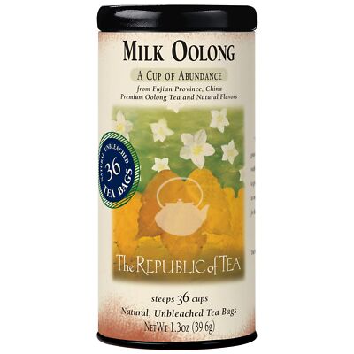   Milk Oolong Tea Tin 36 Tea Bags Naturally Caffeinated