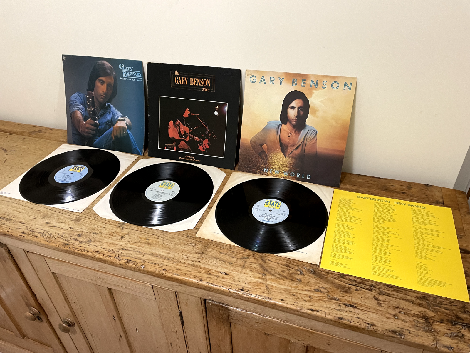 VINTAGE VINYL RECORDS LP GARY BENSON X3 NEW WORLD DON'T THROW IT ALL AWAY STORY-image