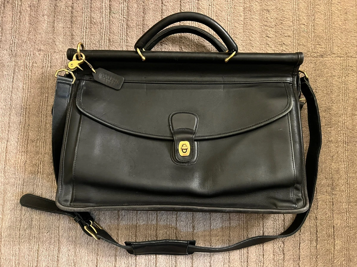 RARE Coach Vintage 2 Handle Briefcase Doctors Shoulder Bag Black