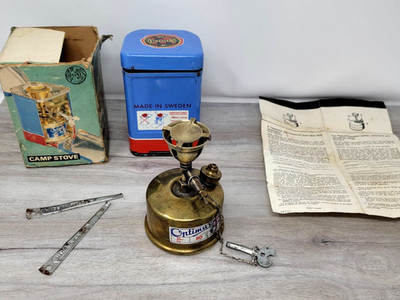 Optimus 80 backpack Cook Kit Camping Camp stove vintage Sweden Box Key