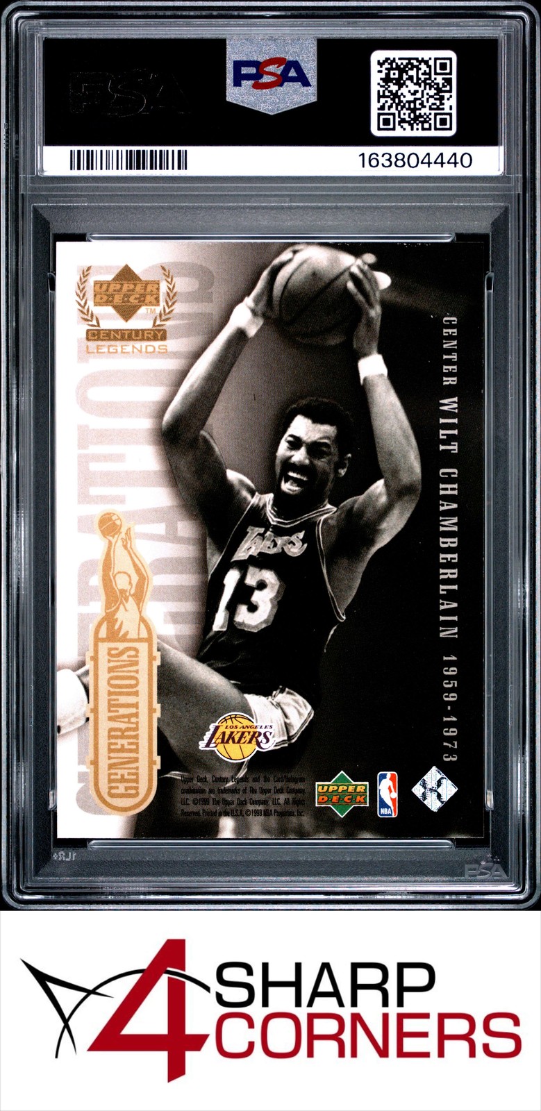 1998 UD CENTURY LEGENDS GENERATIONS SHAQUILLE O'NEAL-WILT CHAMBERLAIN PSA 8 view 2