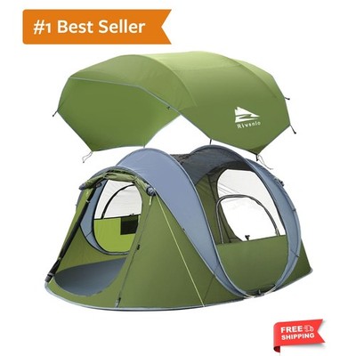 4/6 Person Easy Pop Up Tent,Camping Tent with Skylight and Rainfly,Waterproof...
