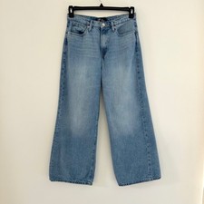 Gap High Rise Wide Leg Jeans Womens Size 2/26S Short Light Wash Denim Baggy