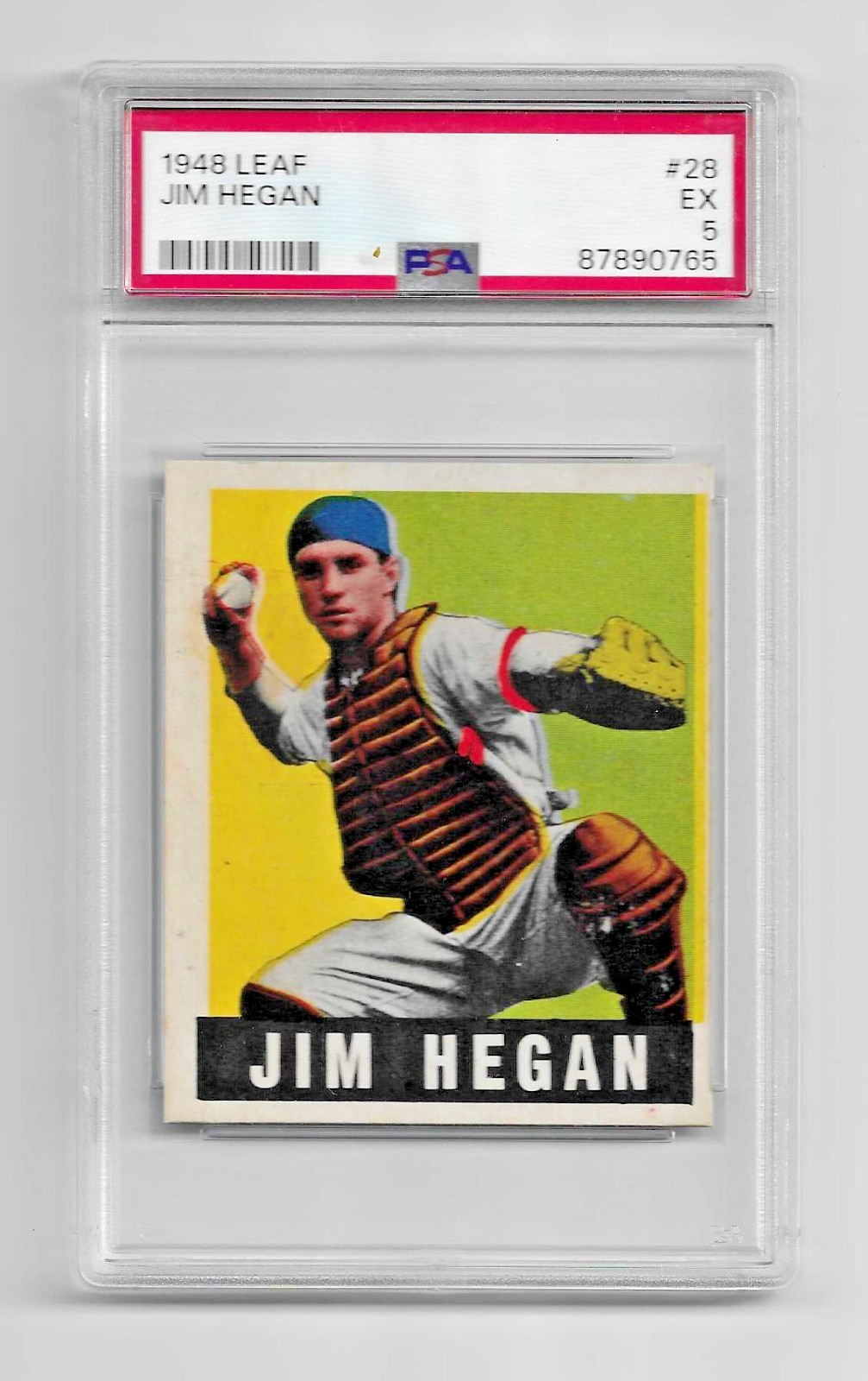 1948 LEAF BASEBALL CARD #28 JIM HEGAN RC GRADED PSA 5 NQ MLB CLEVELAND INDIANS
