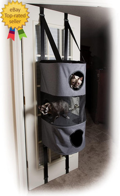 Hangin Katzenbaum Eigentumswohnung 3 Ebenen Tür montiert Katzenmöbel Platzsparend Mesh Lev