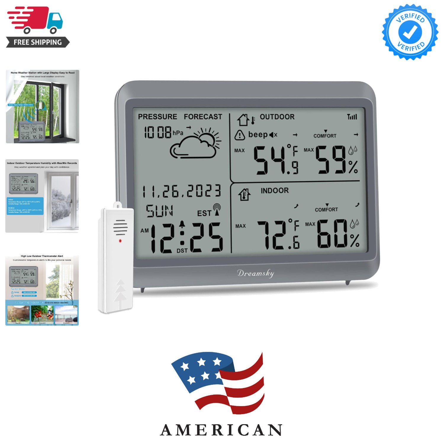 With Large Display For Accurate Indoor/outdoor Temp