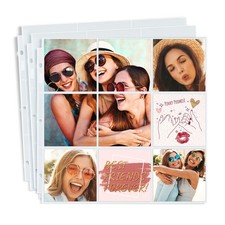 Dunwell 4x4 Photo Album Sleeves - Fits 12x12 3 Ring Album Binder 25 Pack , 12