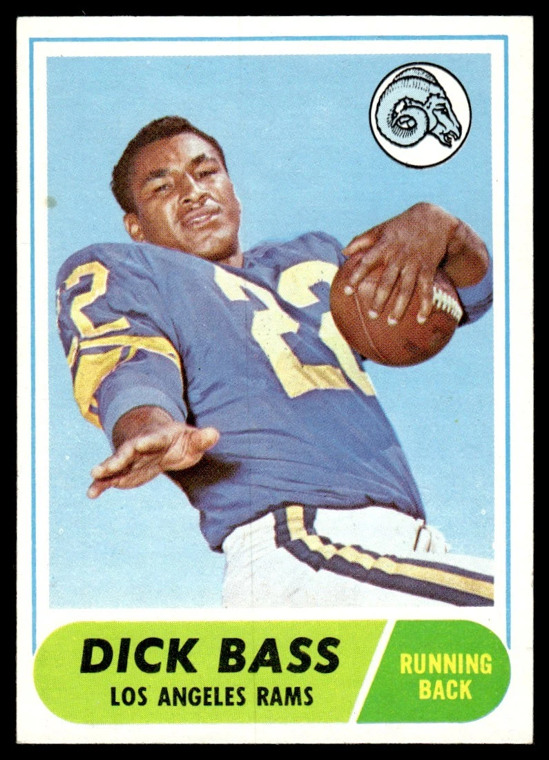 1968 Topps Football Card Dick Bass Los Angeles Rams #2 EX-MT