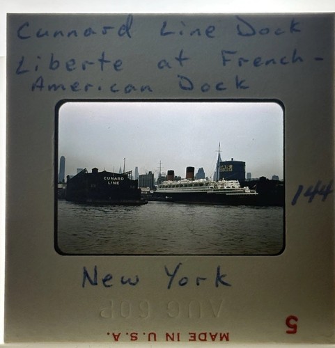1960 SS Liberte French Line Cunard Dock NYC Original Kodachrome Slide