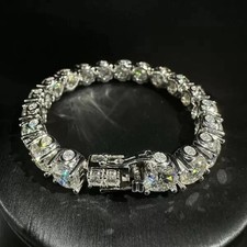 55Ctw Round Lab Created Diamond 14k White Gold Plated Silver 9mm Tennis Bracelet
