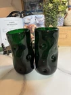 Pair of Blenko 2024 Green Dimpled Glasses Handmade In The USA Glass Tumblers