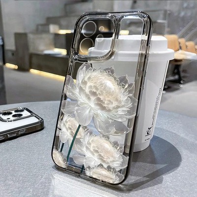 Lotusblüte Transparent Hülle für iPhone 17 16 15 Pro Max | Floral Stoßfest 