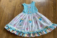Eleanor Rose Twirly Dress Sz 6-7 Pink Whimsical Ruffles Pockets Tea Party Cake