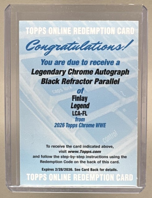 Finlay 2026 Topps Chrome WWE Sapphire #LCA-FL Black Refractor Legendary Auto /10