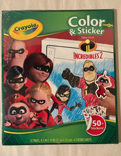   Crayola INCREDIBLES 2  Color  Sticker Book 32 Page 8.5 x 10 50 Stickers 