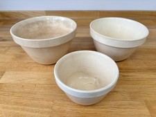 1940s VINTAGE Stoneware Pudding/Steaming Bowls x3 British Made Sizes 3, 4 & 6  
