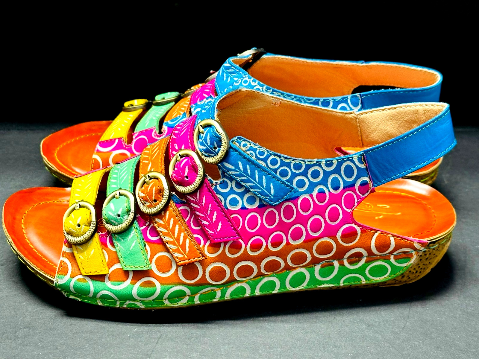 Soffia Rainbow Strap Bubble Pattern Leather Sanda… - image 7