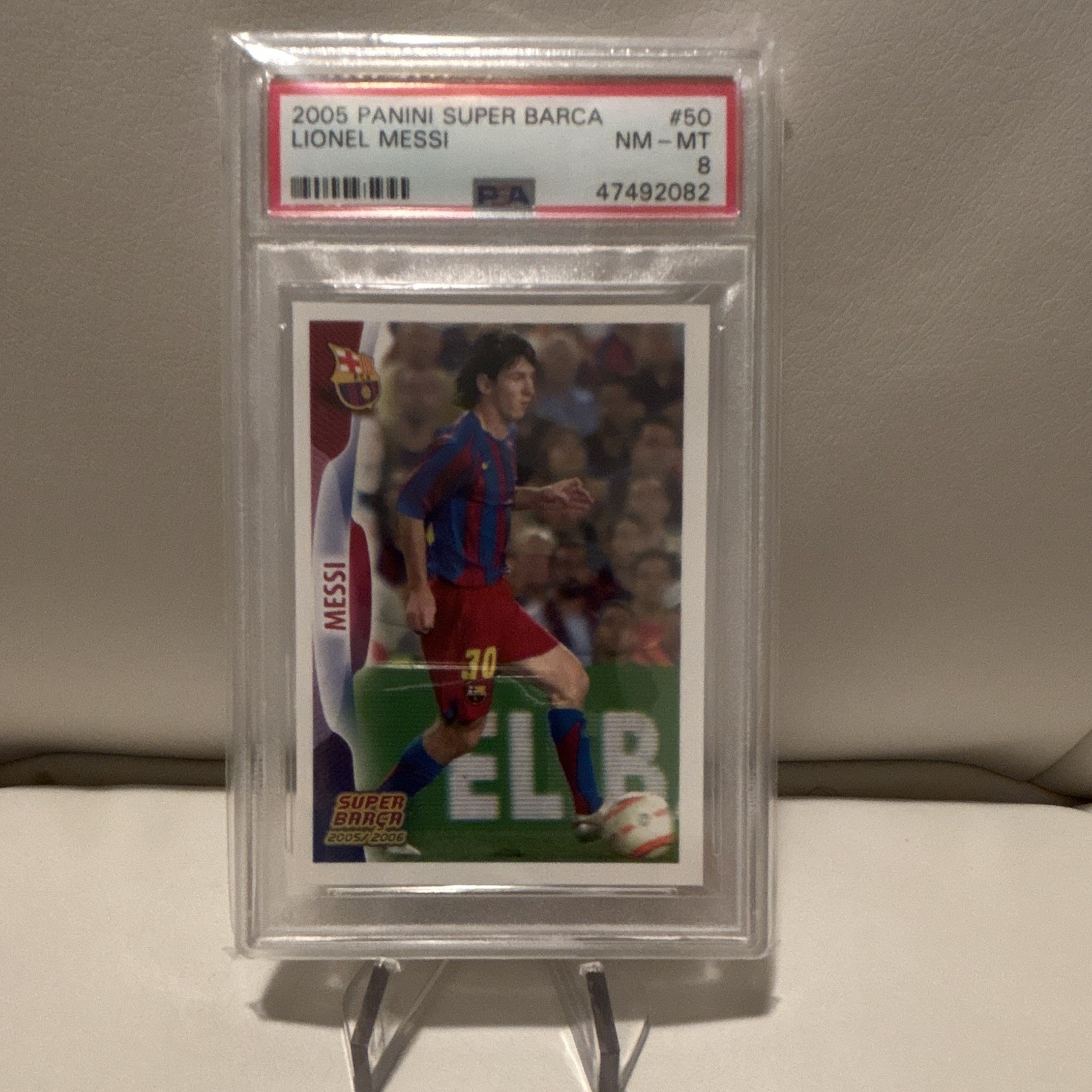 Panini 2005-06 Super Barca Lionel Messi #50 FC Barcelona La Liga PSA 8