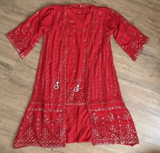 4 Piece Suit - Desi - Red - Pakistani Dress