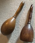 2 Vintage Wooden Darning Eggs Sewing Tool Mending Notions 1 With Flat End Nice!