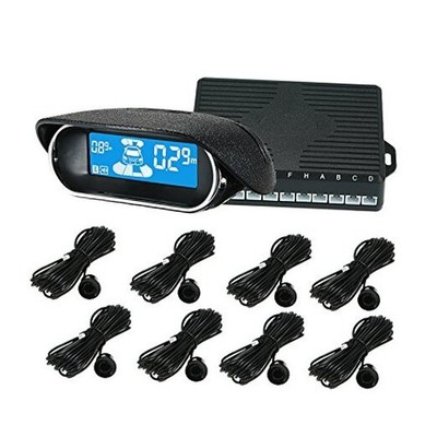 Car Reverse Backup Radar System, Front and Rear Parking Sensors Kit, 8/Sensors