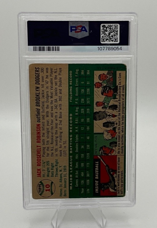 1954 Topps Jackie Robinson #10 PSA 1.5 view 2