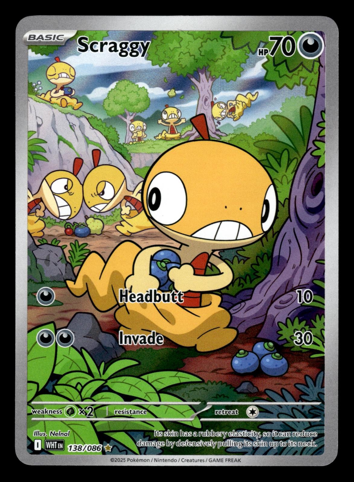 SCRAGGY 138/086 HOLO ILLUSTRATION RARE WHITE FLARE POKEMON NM