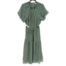 Madewell New! Seersucker Puff-Sleeve Cutout Midi Dress Piazza Floral Summer L