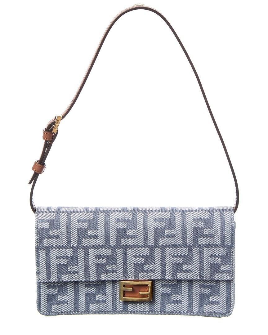 Fendi Baguette Ff Denim & Leather Wallet On Chain Women's
