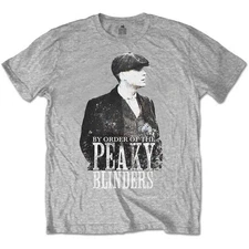 Men's Peaky Blinders Grey Character Slim Fit T-shirt Large Grey