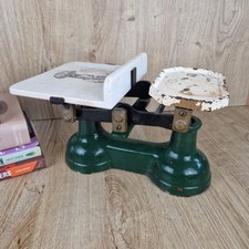 Antique Cast Iron Kitchen Balance Scales Shop Scales With Ironstone Slab Rustic