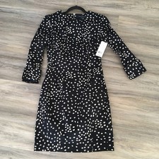 French Connection Fast Spotty Cotton Dress Black White Snowdrop 2 XS Dot Stretch