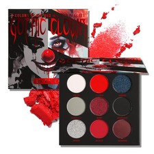 Afflano Black Red Eyeshadow Palette Goth Clown Halloween Makeup, White red