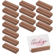 16 Pcs Wood Place Card Holders for Food Signs, Brown