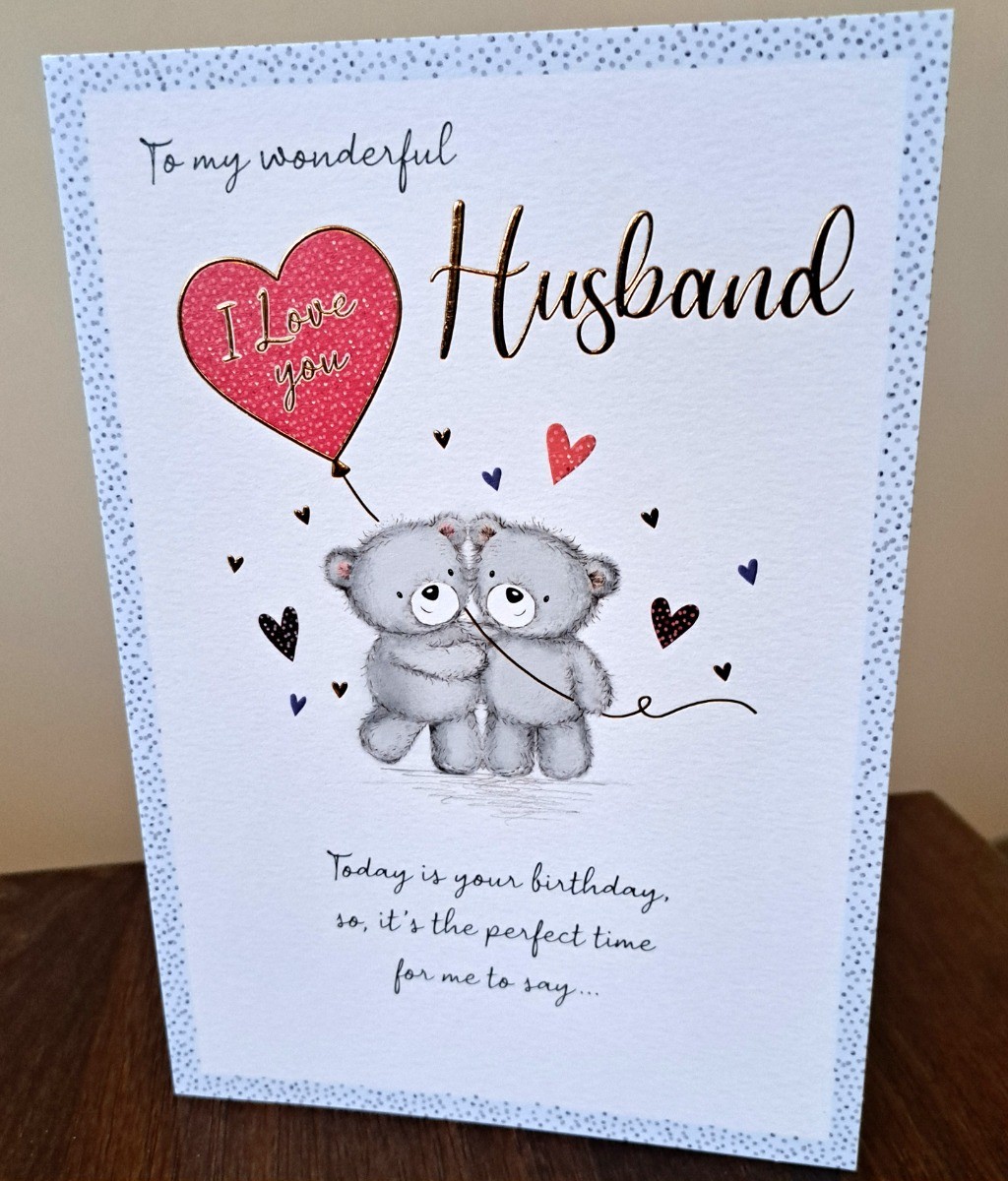 To My Wonderful Husband Birthday Card. 23x15cm (9x6 Inches)
