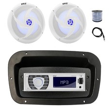 Pyle Marine Radio, Adapter,Spa Bezel,Antenna,Wire, 2x 8'' 320W LED White Speaker