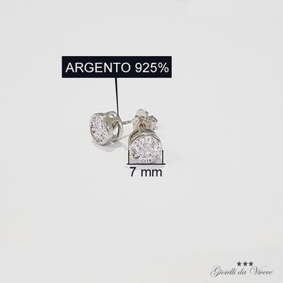 BRILLANTINI INCASTONATI ARGENTO 925 % 2 ORECCHINI DIAMANTI NICKEL FREE DONNA kb