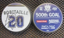 Los Angeles Kings AUTOGRAPHED Signed LUC ROBITAILLE Puck 500th Goal