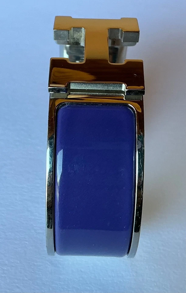 Brazalete Brazalete HERMES PM Talla Púrpura Esmalte Paladio Clic Clac H Foto 3 de 4