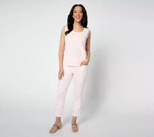 Belle by Kim Gravel Tall Tripleluxe With Eyelet Frayed Hem Crop Pants White 8 Ne