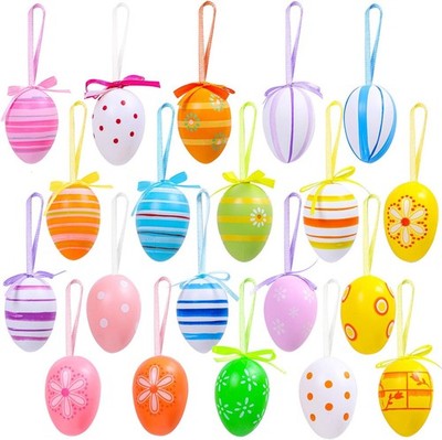 Elcoho 20 Pieces Colorful Plastic Easter Eggs Hanging Ornaments 