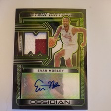 2022-23 Panini Obsidian EVAN MOBLEY /25 green matrix materials patch auto