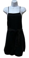 ZARA Black Cotton Spaghetti Strap Belted Romper Shorts Size S NEW