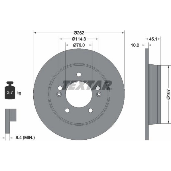 2X Textar 92240003 Bremsscheibe FüR KIA Hyundai I30 Kona Veloster Elantra Creta-image