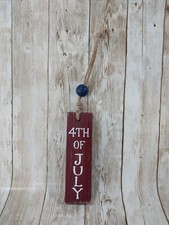 New "4th of July" Tag America USA Wood Sign America Patriotic Flag Ornament Star